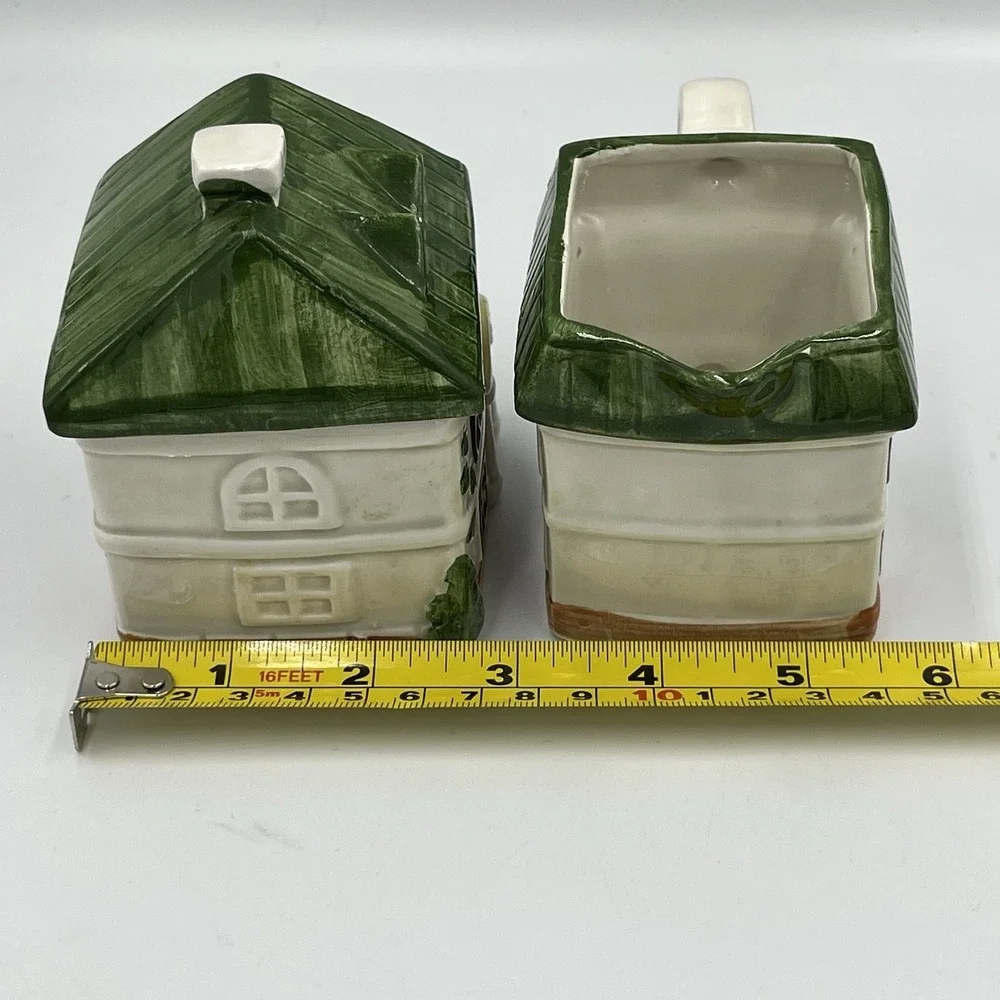 Vintage Jay Imports Cottages Ceramic Sugar & Creamer Set Cottage Farmhouse Core